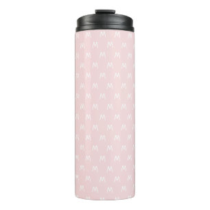 Moderne Pink- und Weiße Monogramm-Musterung Thermosbecher