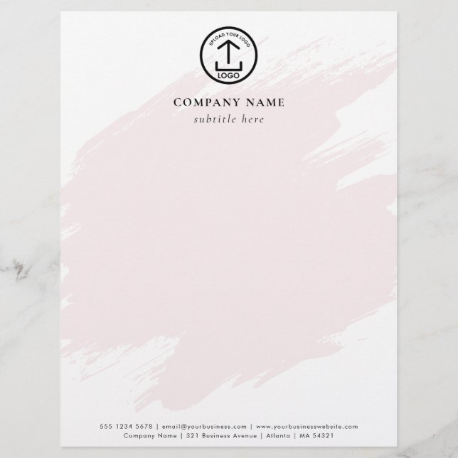 Moderne Pink-Wasserfarben-Vorlage Geschäftslogo Briefbogen (Vorderseite)
