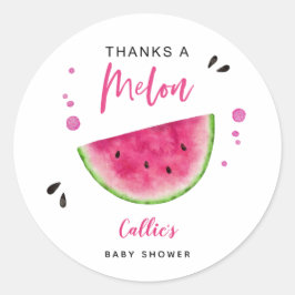 Moderne Pink Watermelon Babydusche Runder Aufkleber