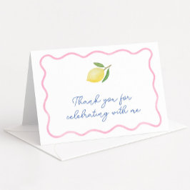 Moderne Pink Wavy Border Lemon Babydusche Dankeskarte