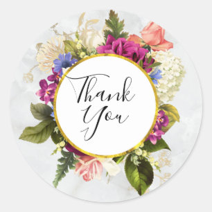 Moderne pink & weiß Aquarellfarben Blume Vielen Da Runder Aufkleber