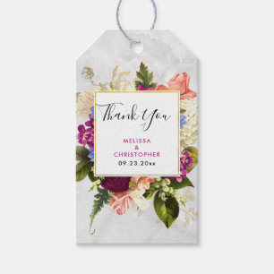 Moderne Pink & White Blume Bouquet Wedding Geschenkanhänger