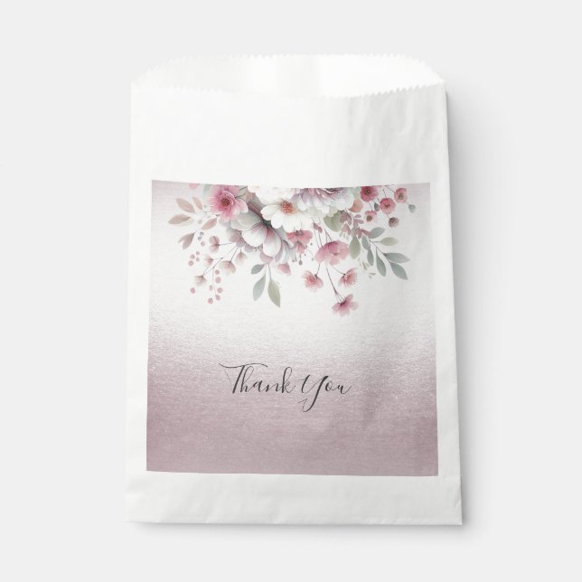 Moderne Pink White Floral Fevor Bag Geschenktütchen (Vorderseite)
