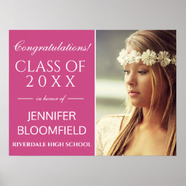 Moderne Pink White Foto Abschluss CLASS OF 2023 Poster