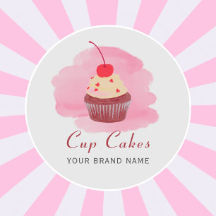 Moderne Pinkcupcake-Unternehmen Runder Aufkleber