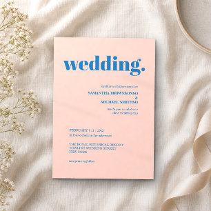 Moderne pinke blaue Minimal-Erdfarbene Hochzeit Einladung