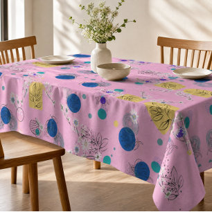 Moderne Pinke Boho-Floral-Abstrakte Botanische For Tischdecke