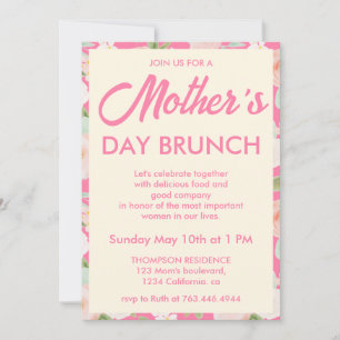 Moderne pinke Elfenbein-Blumen-Muttertags-Brunch-E Einladung