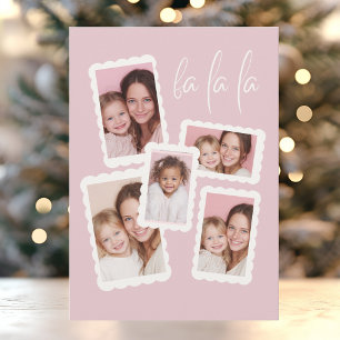 Moderne Pinke „Fa La La“ Mehrfach-Foto-Weihnachtsk Feiertagskarte