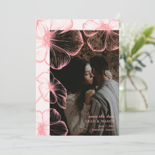 Moderne Pinke Florale Foto Elegante Hochzeit Save The Date