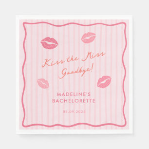 Moderne Pinke Kiss The Miss Goodbye Brautparty Serviette