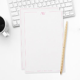 Moderne Pinke Minimalistische Elegante Monogramm Briefpapier