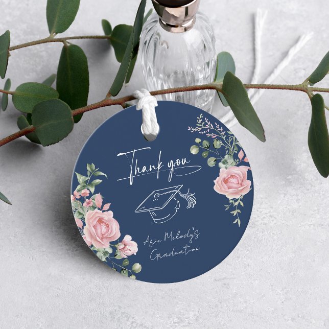 Moderne Pinke Rosen Script-Abschluss Geschenkanhänger (Von Creator hochgeladen)