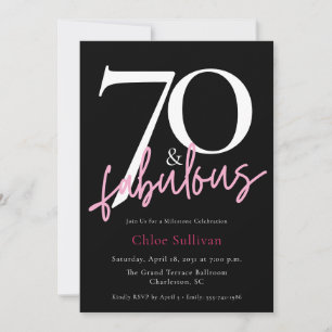 Moderne Pinke Schrift 70 Fabelhaftes Jubiläums-Geb Einladung