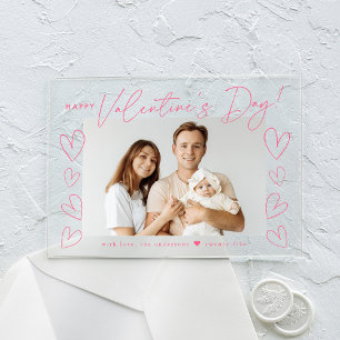 Moderne Pinke Schriftzug Frohen Valentinstag Foto Acryleinladungen