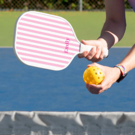 Moderne Pinke Streifen Custom Name Pickleball Schl Schläger