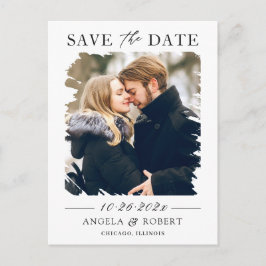 Moderne Pinke Stroke Foto Frame Save the Date Postkarte