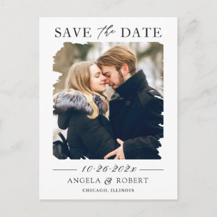 Moderne Pinke Stroke Foto Frame Save the Date Postkarte