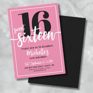 Moderne Pinke Sweet Sixteen 16. Geburtstagsfeier Einladung
