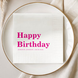 Moderne Pinke Typografie Geburtstag Serviette