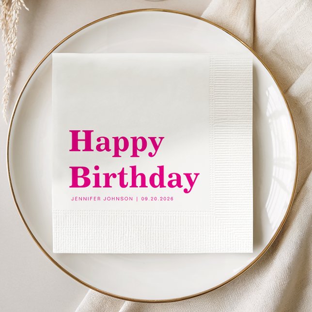 Moderne Pinke Typografie Geburtstag Serviette (Modern Pink Typography Birthday Napkins
)
