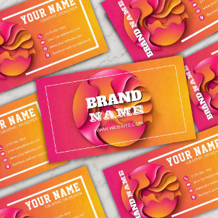 Moderne pinke und orange 3D-Gradient-Visitenkarte Visitenkarte
