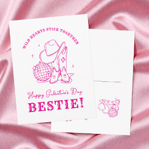 Moderne pinke westliche Frohe Galentine's Day Best Feiertagspostkarte