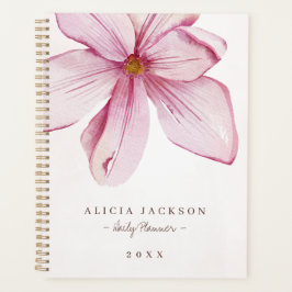 Moderne pinkfarbene Magnolie Aquarellfarben Frauen Planer
