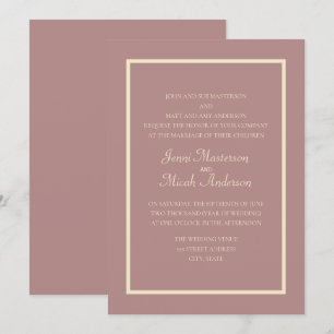 Moderne pinkfarbene staubige Rosen-Cream-Hochzeits Einladung
