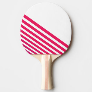 Moderne Pinkish rote lineare Streifen und Weiß Tischtennis Schläger