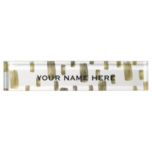 Moderne Pinsel Gold Kupfer Bronze Glanz Namensplakette
