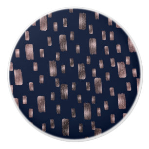 Moderne Pinsel Rose Gold & Navy Blau Funkeln Keramikknauf