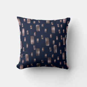 Moderne Pinsel Rose Gold & Navy Blau Glanz Kissen