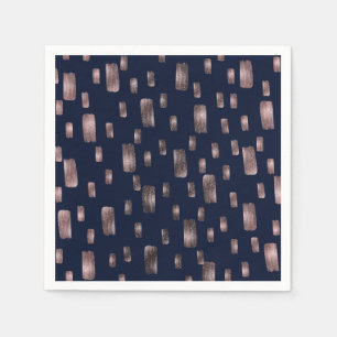 Moderne Pinsel Rose Gold & Navy Blauer Sparkor Serviette