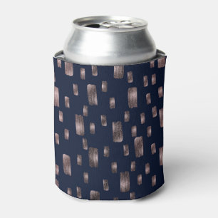 Moderne Pinsel-Roségold & Marineblauer Glitter Dosenkühler