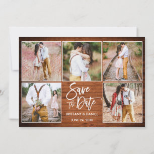 Moderne Pinsel Schrift 5 Foto Rustikales Holz Save The Date