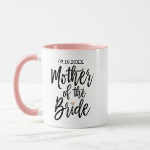 Moderne Pinsel-Schrift-Rose-Herz-Mutter der Braut Tasse