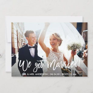Moderne Pinsel Schrift Wir haben geheiratet Hochze Ankündigung