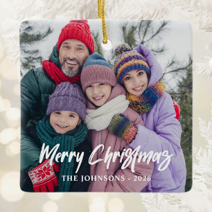 Moderne Pinsel-Schriftart Frohe Weihnachten Fotos Keramikornament