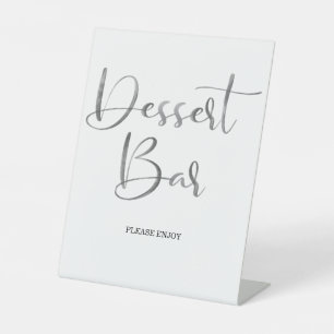 Moderne Pinselkalligrafie Hochzeitdessert Bar Sockelschild