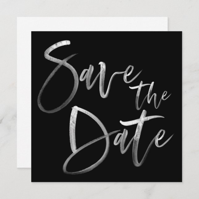 Moderne Pinselkalligrafie Script Black Wedding Save The Date (Vorne/Hinten)