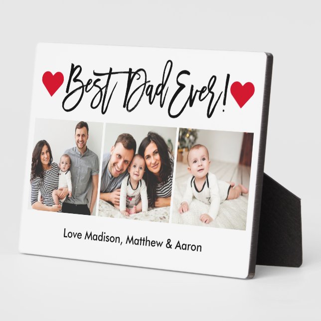 Moderne Pinselschrift Herz 3 Foto Bester Vater je Fotoplatte (Seite)