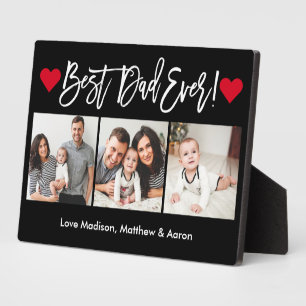 Moderne Pinselschrift Herz 3 Fotos Bester Vater je Fotoplatte