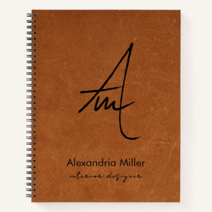 Moderne Pinselschrift Monogram Notizbuch