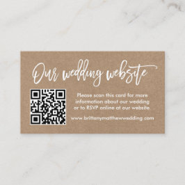 Moderne Pinselschrift Wedding Website QR Kraft Begleitkarte