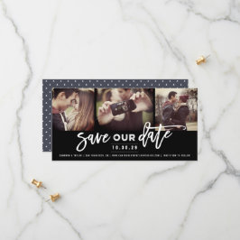 Moderne Pinselskriptkalligrafie 3 Multi-Foto Save The Date