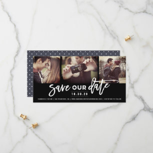 Moderne Pinselskriptkalligrafie 3 Multi-Foto Save The Date