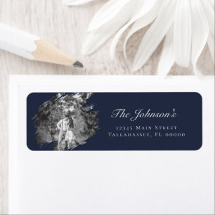 Moderne Pinselstrich-Foto-Hochzeit Marineblau
