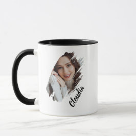Moderne Pinselstrich-Foto- & Namens-Personalisieru Tasse