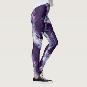 Moderne Pinselstriche blau und lila Leggings